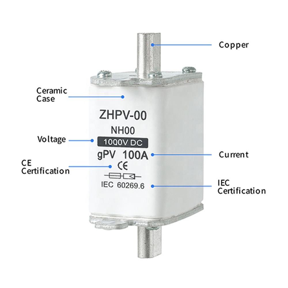NH00-1000V IEC de joasă tensiune fotovoltaică Siguranță cuțit Plastic 80A 6ka Capacitate de rupere